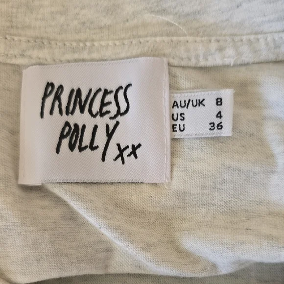 Princess Polly Malibu Healh Retreat Light Grey Graphic Tee Sz 4 Small - Picture 7 of 8
